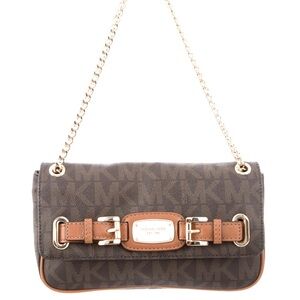 Michael Michael Kors Monogram brown small gold chain Shoulder Bag